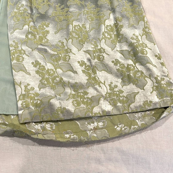 KAY UNGER 2pc GOWN + BOLERO Jacket Satin Celery Strapless Bead Floral Wedding 🎩 - Picture 10 of 11